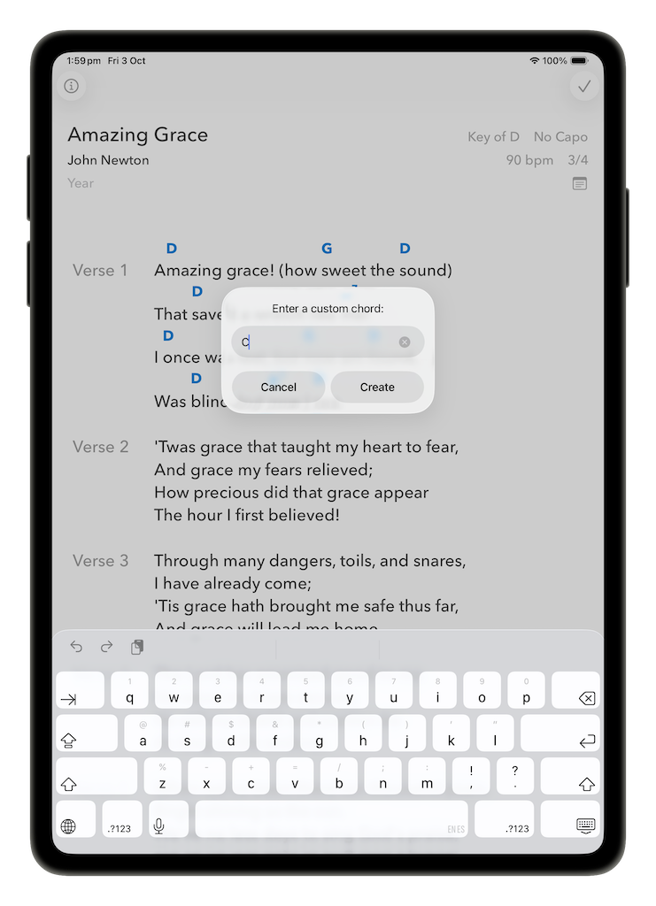 Adding a custom chord
